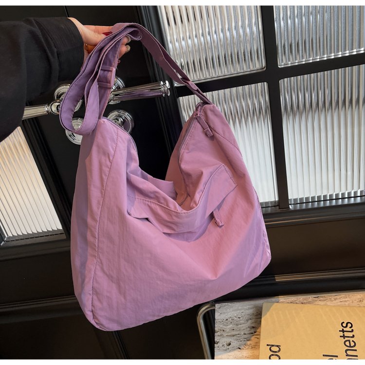 清新文艺拉链斜挎包2025春夏新款森系慵懒风彩色大包女ins单肩包