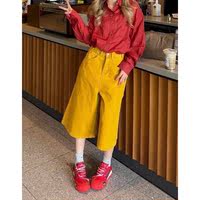 atomicboom oversized denim shorts, black capri pants, women's summer American retro mid-length pants, capri pants thumbnail 6