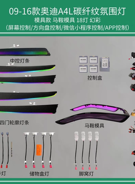 奥迪09-16款A4LA5改装氛围灯饰板替换专车专用对插插头发光中音