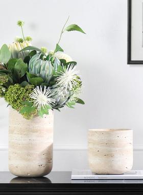 大理石插花仿真客厅高级感花瓶