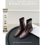 【王小毒】对的Duide●方头粗跟短靴女短筒皮靴粗跟瘦瘦靴时装靴