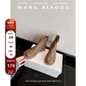 咖啡蜜豆 王小毒 复古圆头瘦瘦短靴女英伦风粗跟短筒加绒短靴