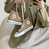 王小毒 百搭休闲鞋 纪念物 女厚底新款 女绑带板鞋 高帮帆布鞋