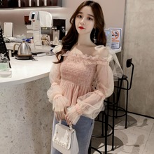 女2019秋装新款蝴蝶结系带雪纺衫1