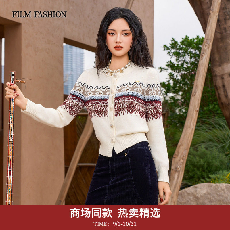 【商场同款】一电影一时装2026秋季新款毛针织衫绵羊毛费尔岛风女图片