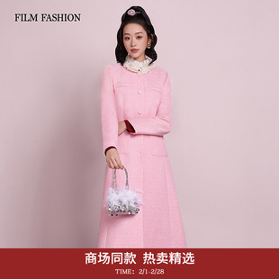 【商场同款】一电影一时装2025冬季新款小香连衣裙式外套收腰女士