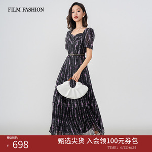 一电影一时装夏季新款法式褶皱长款连衣裙女气质显瘦好看流行