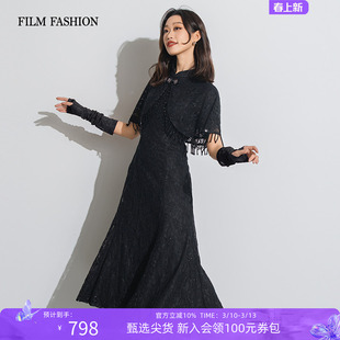 一电影一时装春季新款旗袍连衣裙重工礼服裙子显瘦裙子气质休闲女