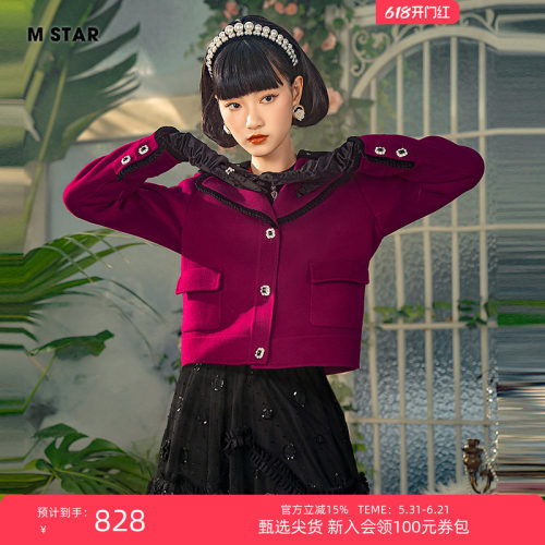 M STAR冬季翻领羊毛双面呢短外套女款高级独特超好看外套