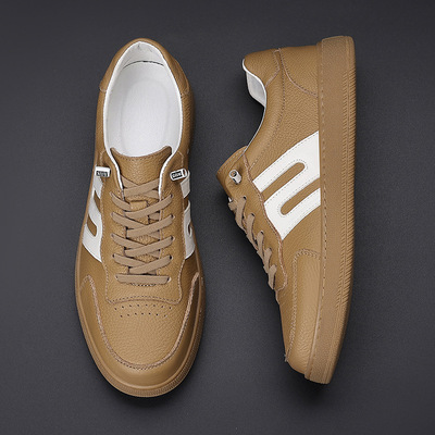 头层牛皮新款男士休闲鞋真皮透气德训鞋潮鞋男鞋百搭板鞋男款鞋子