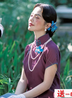 搭配旗袍珍珠项链多层毛衣链子中长款新娘颈链女款拍照配饰品122