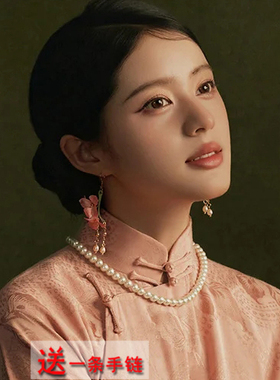 搭配旗袍珍珠项链旗袍配饰品50cm长颈链8mm锁骨链女士毛衣链子616