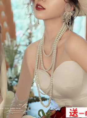 多层珍珠项链女款叠戴颈链
