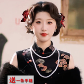 配旗袍项链国风拍照饰品中长款 双层多层毛衣链女士锁骨链颈链568