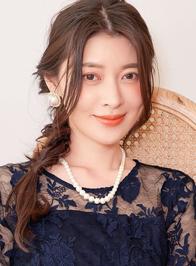 渐变大小珍珠项链女款颈链串珠锁骨链choker饰品短款毛衣链子686