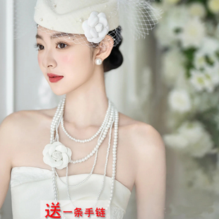 2026年多层珍珠项链法式 662 复古配礼服颈链女士五层锁骨链中长款