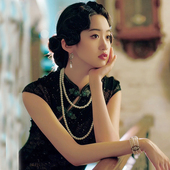 搭配旗袍珍珠项链复古颈链子中长款 锁骨链双层叠戴毛衣链女士1155