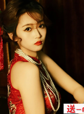 多层珍珠颈链配旗袍项链拍照饰品颈链女士中长款五层毛衣链子564