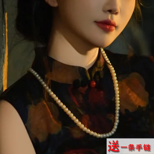搭配旗袍珍珠项链女士气质项圈图片