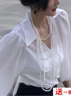 多层珍珠项链长款旗袍饰品毛衣链