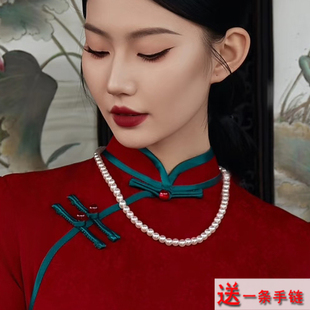 搭配旗袍珍珠项链配饰品55cm颈链中长款锁骨链女士新款毛衣链451