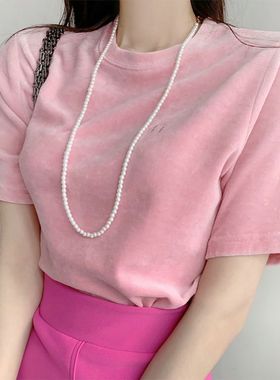 仿珍珠项链配饰品女士法式毛衣链锁骨链子长款80cm加长版颈链310