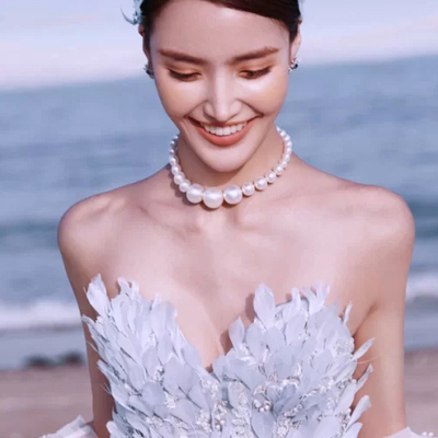 复古气质渐变大珍珠项链