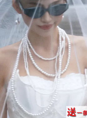 多层珍珠项链五层叠戴锁骨链