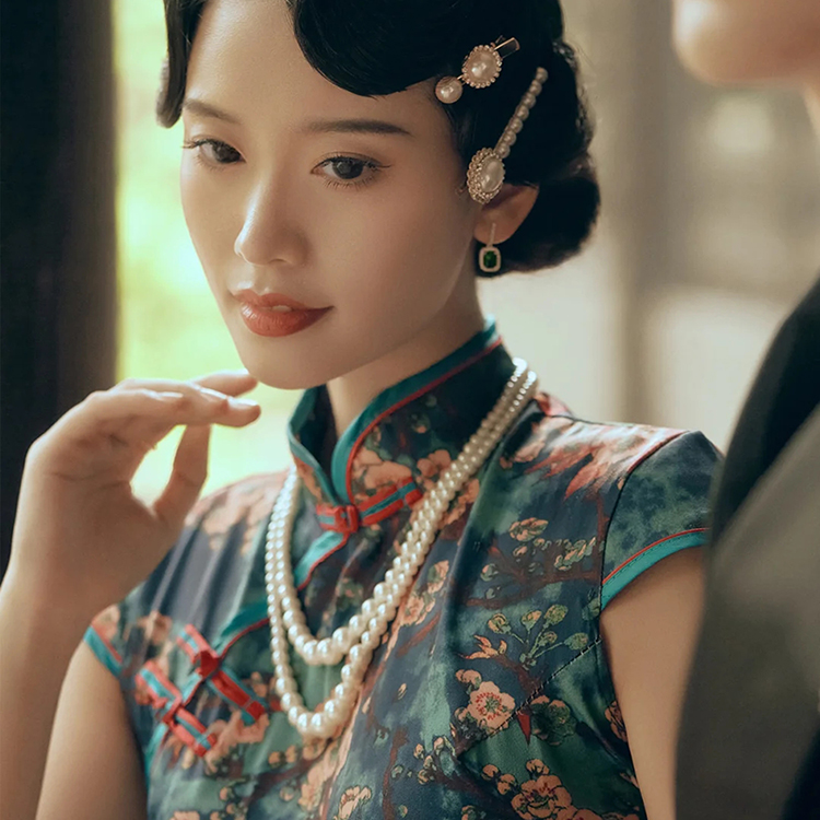 配旗袍珍珠项链女士多层颈链