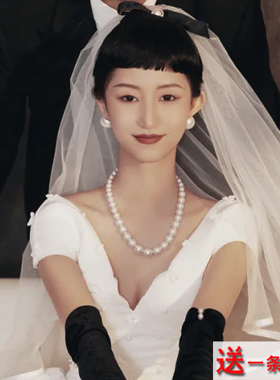 10mm大珍珠项链女士50cm加长版颈链配婚纱礼服饰品毛衣链项圈1732