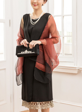 红色结婚新娘披肩婚宴伴娘外套喜婆婆旗袍外搭女晚礼服围巾88180