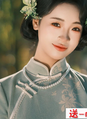 搭配旗袍珍珠项链旗袍配饰品颈链国风复古拍照饰品锁骨链女士556