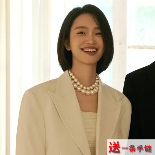 时尚双层珍珠项链配饰品轻奢夸张颈链子女士多层锁骨链子短款532