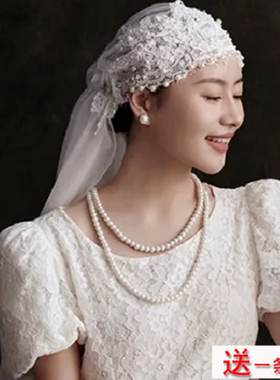 多层珍珠项链女士双层颈链法式复古拍照配饰品锁骨链毛衣链子1540