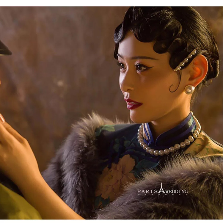 大珍珠项链女拍照写真复古民国风旗袍配饰品项圈毛衣链颈链条593