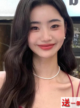 4mm小珍珠项链女士配裙子颈链项圈锁骨链子choker气质毛衣链2142