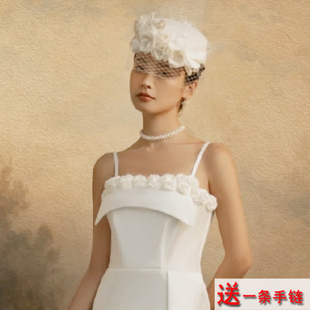 小珍珠项链手工编织hoker女款颈链子法式项圈摄影拍照配饰品1881