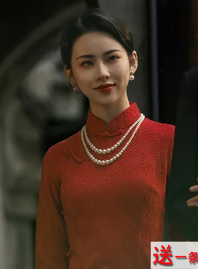 新款搭配珍珠项链摄影拍照饰品女士双层款颈链两层锁骨链短款311