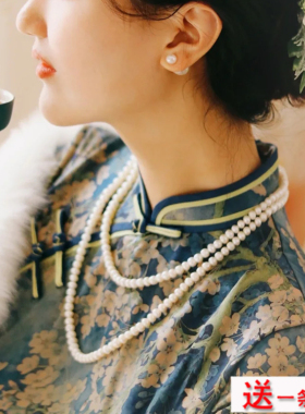6mm多层珍珠项链配旗袍配饰品