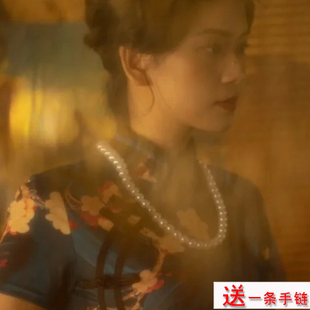 搭配旗袍珍珠项链55cm中长款毛衣链10mm颈链女款拍照写真饰品1055