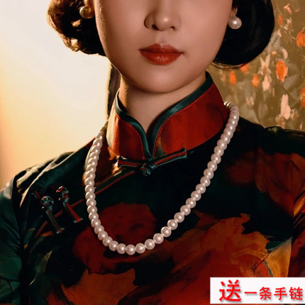 60cm配旗袍珍珠项链中长款项圈项饰品颈链女士新款叠戴毛衣链433