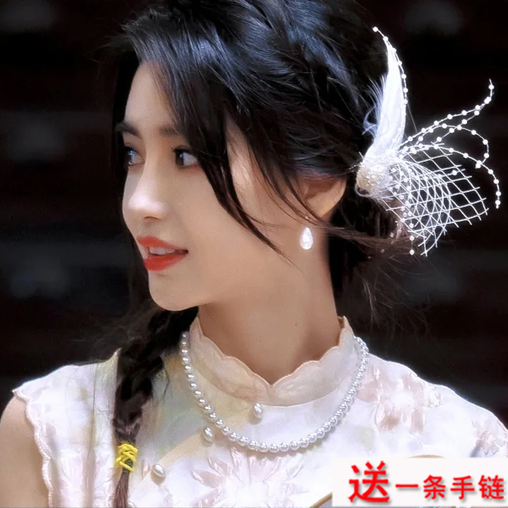 明星同款搭配旗袍珍珠项链50cm颈链配饰品锁骨链子女士毛衣链452