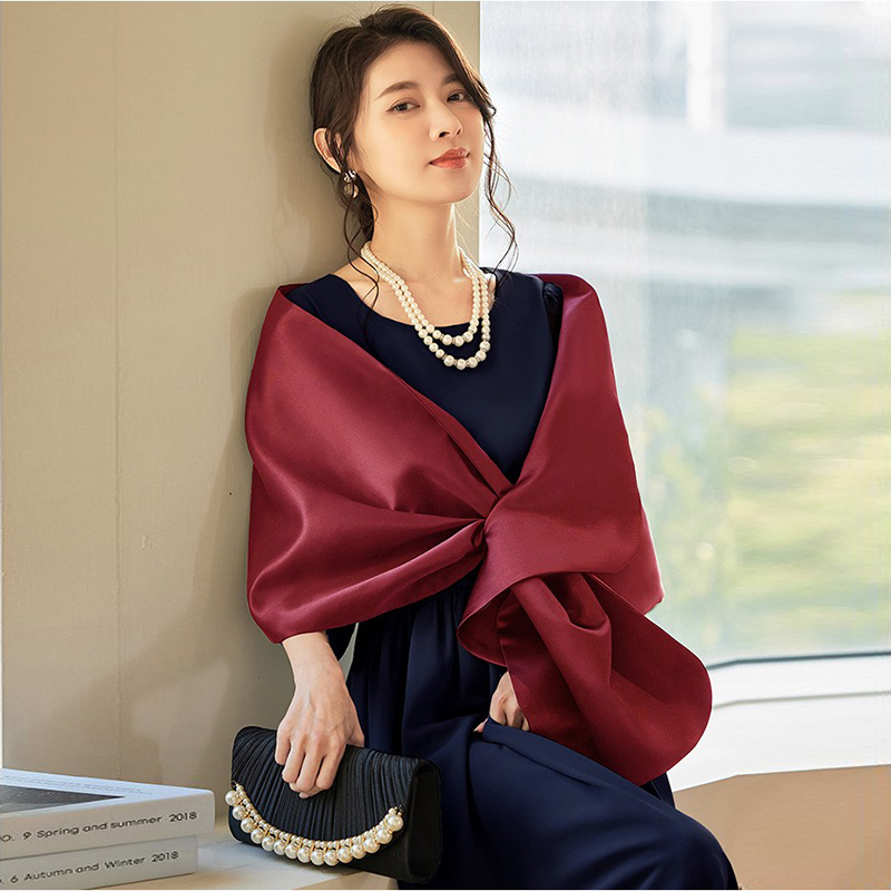 红色新娘披风伴娘披肩晚礼服