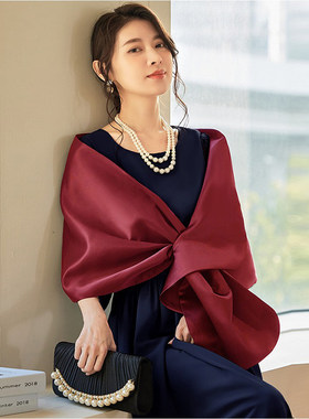 红色新娘披风伴娘披肩晚礼服