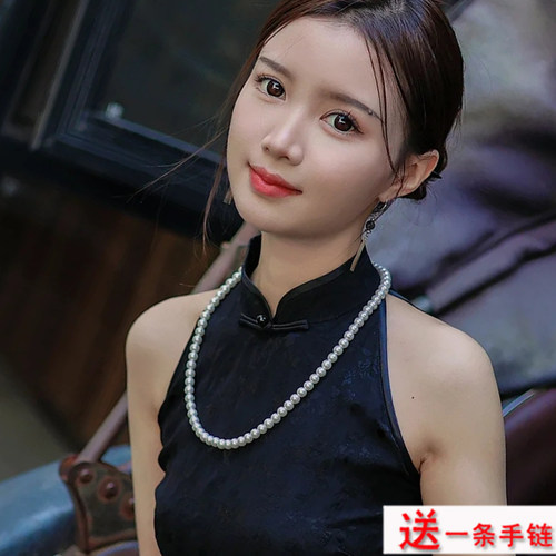 仿珍珠项链新中式旗袍配饰品55cm毛衣链子女士中长款颈链项圈051