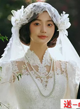 双层珍珠项链女士中长款