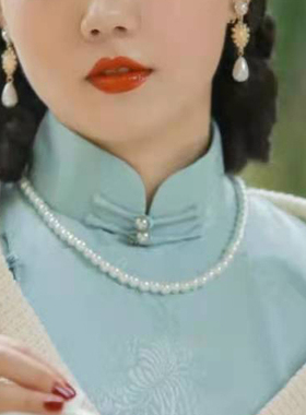 新款搭配旗袍珍珠项链50cm女士夏季锁骨链颈链毛衣链项圈项饰607