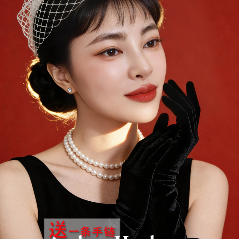 多层珍珠颈链双层叠戴项链女款法式赫本风锁骨链短款毛衣链子698图片