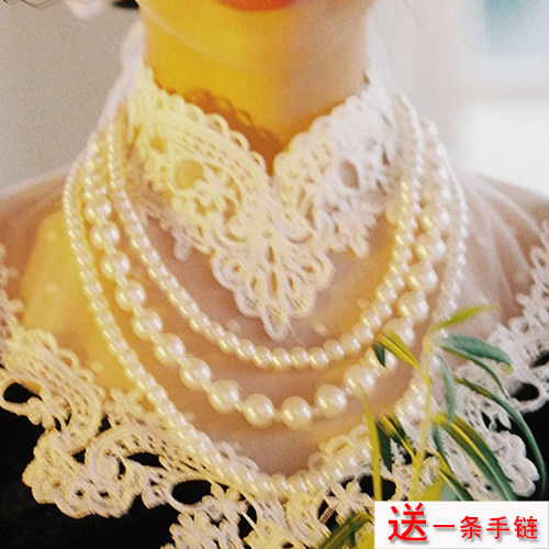 多层珍珠项链女士中长款