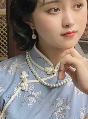 搭配旗袍珍珠项链女士50cm加长款颈链锁骨链项圈摄影拍照饰品606